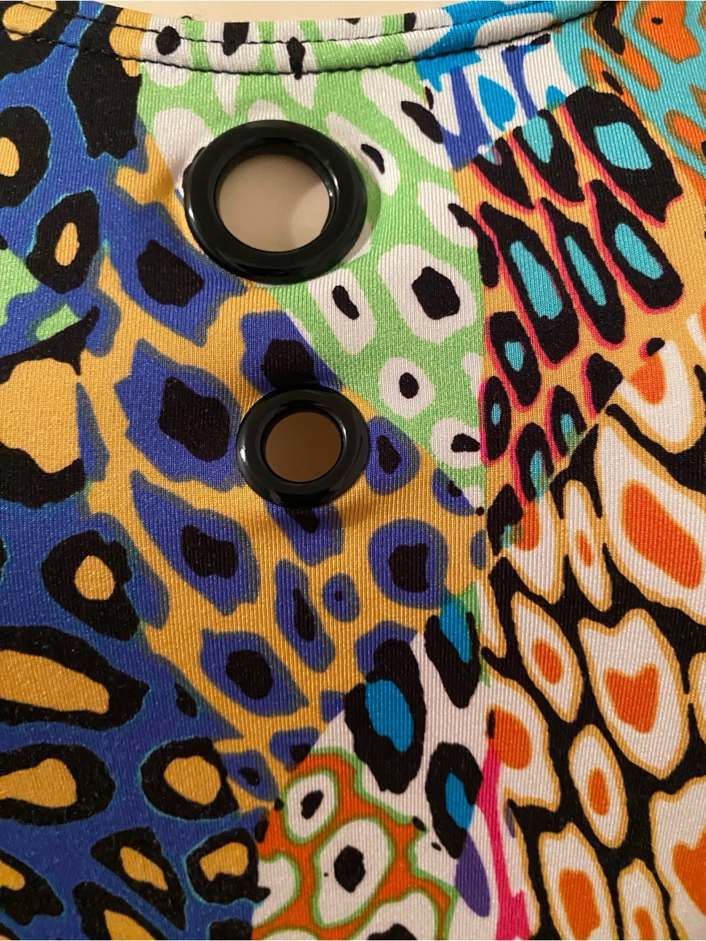 Multicolor Animal-Print Scoop Neck Tunic with Black Mesh Sleeves - Picture 2 of 5